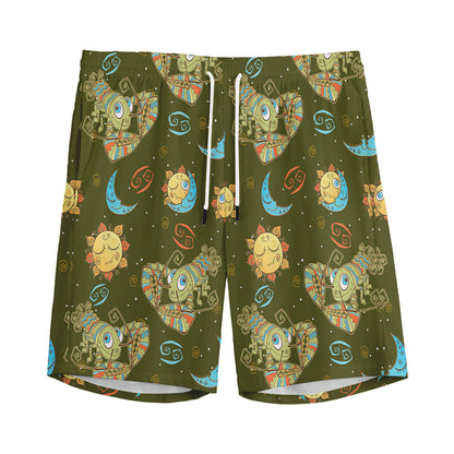 Cute Cartoon Cancer Pattern Print Men's Sports Shorts