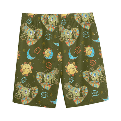 Cute Cartoon Cancer Pattern Print Men's Sports Shorts