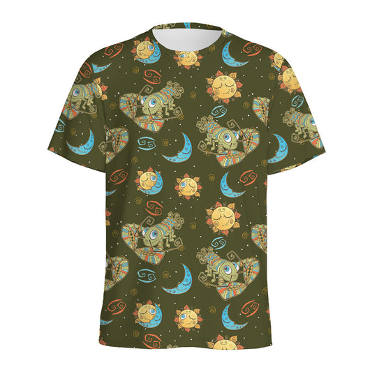 Cute Cartoon Cancer Pattern Print Men's Sports T-Shirt