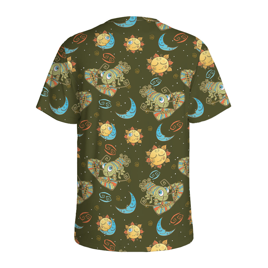 Cute Cartoon Cancer Pattern Print Men's Sports T-Shirt