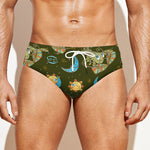Cute Cartoon Cancer Pattern Print Men's Swim Briefs