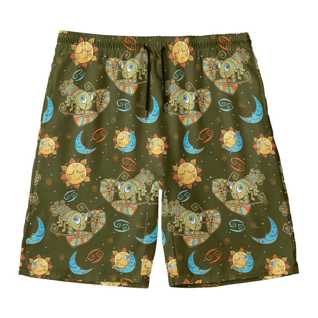 Cute Cartoon Cancer Pattern Print Men's Swim Trunks
