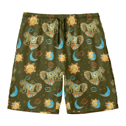 Cute Cartoon Cancer Pattern Print Men's Swim Trunks