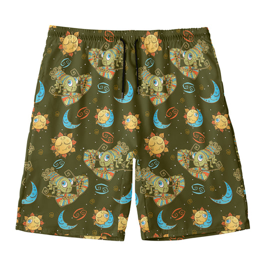 Cute Cartoon Cancer Pattern Print Men's Swim Trunks