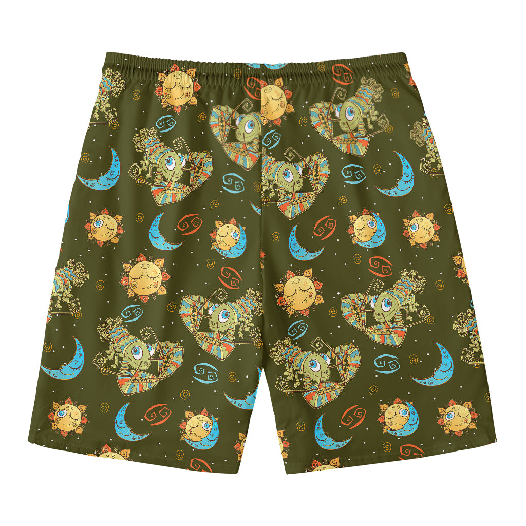Cute Cartoon Cancer Pattern Print Men's Swim Trunks