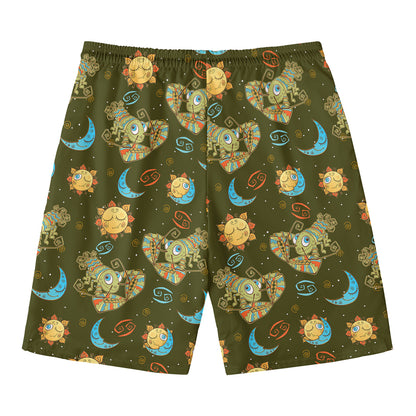 Cute Cartoon Cancer Pattern Print Men's Swim Trunks