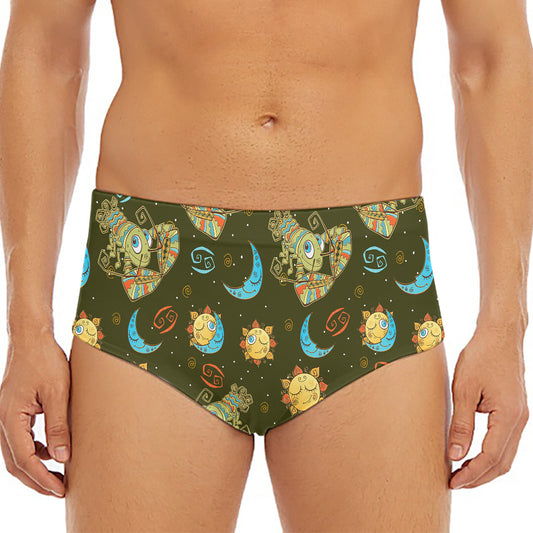 Cute Cartoon Cancer Pattern Print Men's Triangle Swim Briefs