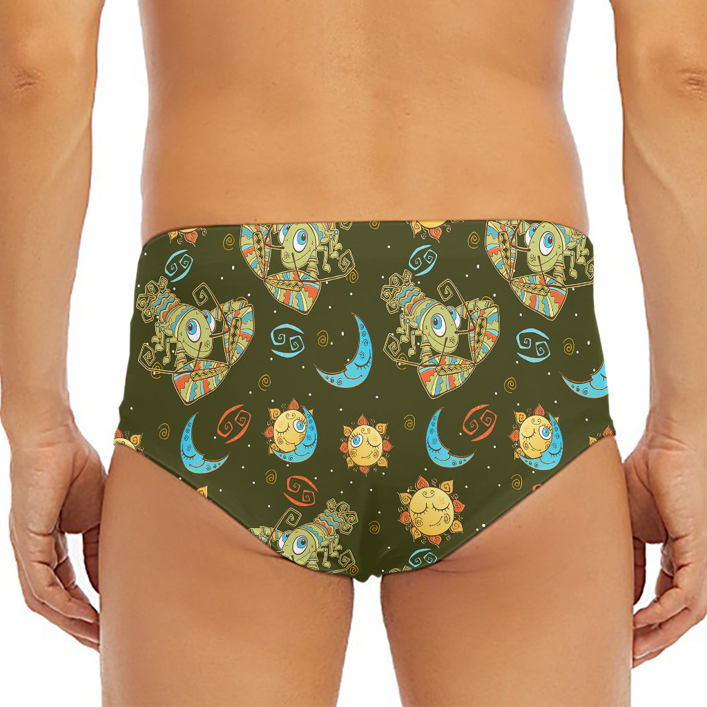 Cute Cartoon Cancer Pattern Print Men's Triangle Swim Briefs