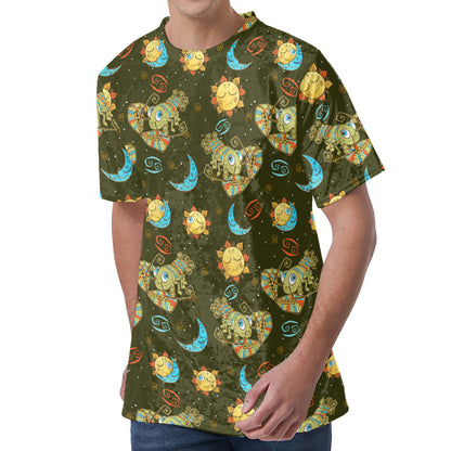 Cute Cartoon Cancer Pattern Print Men's Velvet T-Shirt