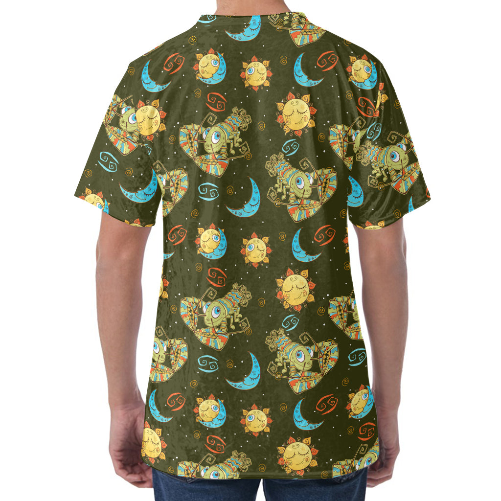 Cute Cartoon Cancer Pattern Print Men's Velvet T-Shirt