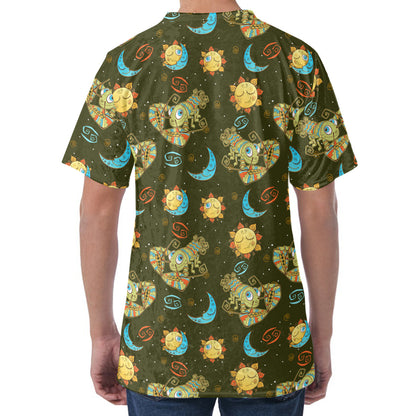 Cute Cartoon Cancer Pattern Print Men's Velvet T-Shirt