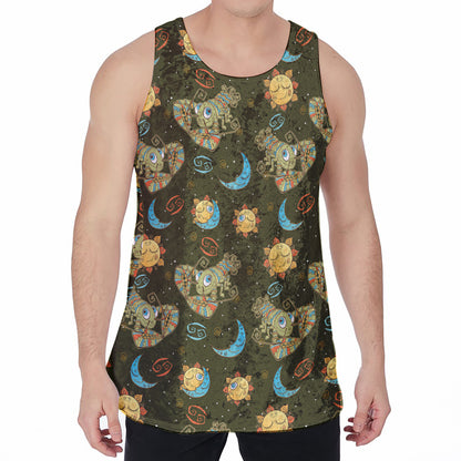 Cute Cartoon Cancer Pattern Print Men's Velvet Tank Top