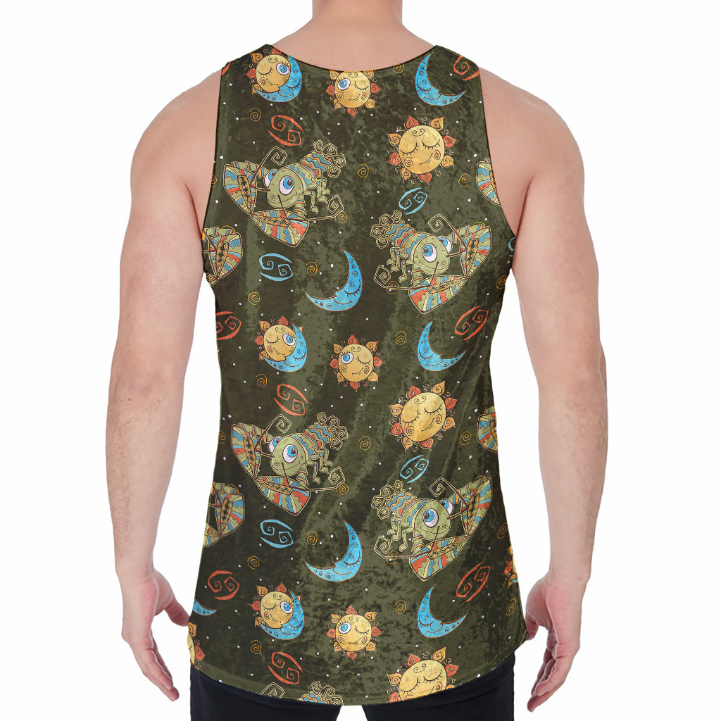 Cute Cartoon Cancer Pattern Print Men's Velvet Tank Top