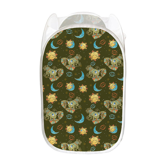 Cute Cartoon Cancer Pattern Print Mesh Laundry Hamper