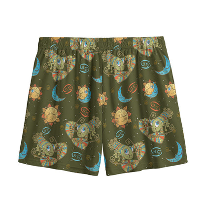 Cute Cartoon Cancer Pattern Print Mesh Shorts