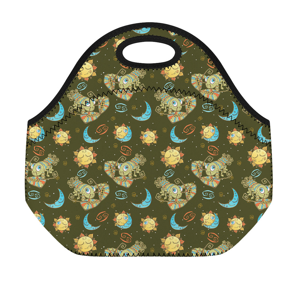 Cute Cartoon Cancer Pattern Print Neoprene Lunch Bag