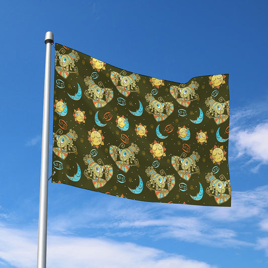 Cute Cartoon Cancer Pattern Print Polyester Flag