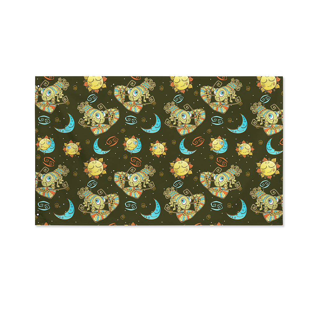 Cute Cartoon Cancer Pattern Print Polyester Flag