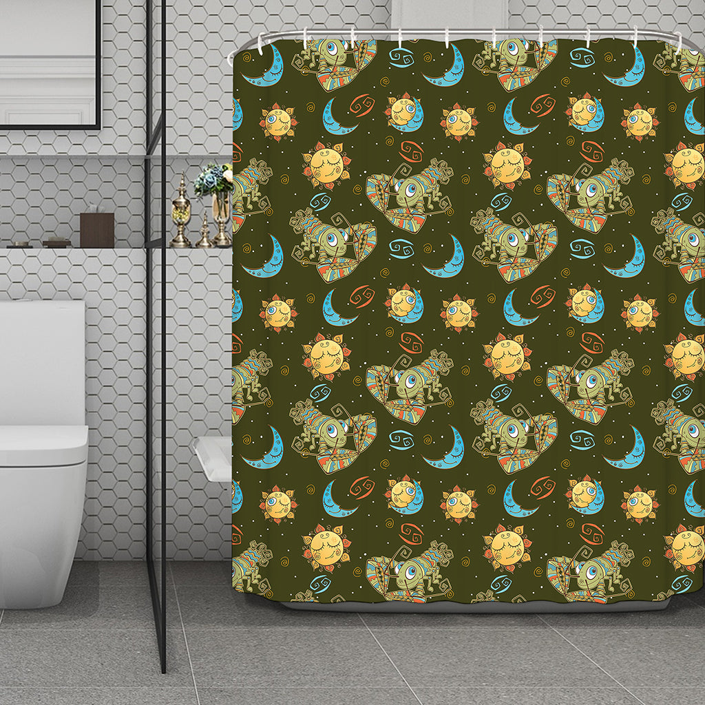 Cute Cartoon Cancer Pattern Print Polyester Shower Curtain