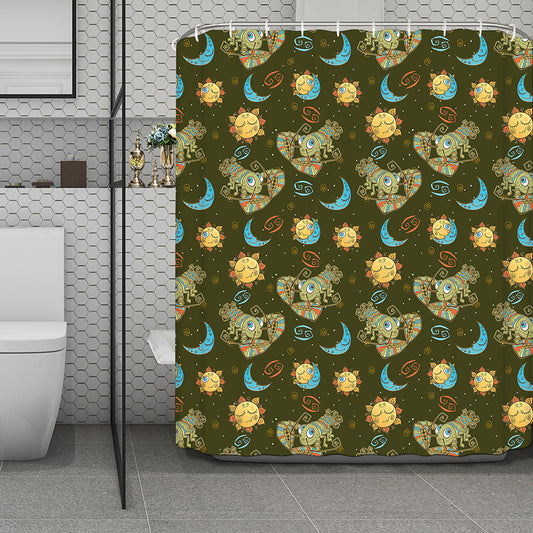 Cute Cartoon Cancer Pattern Print Polyester Shower Curtain