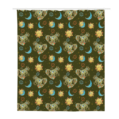 Cute Cartoon Cancer Pattern Print Polyester Shower Curtain