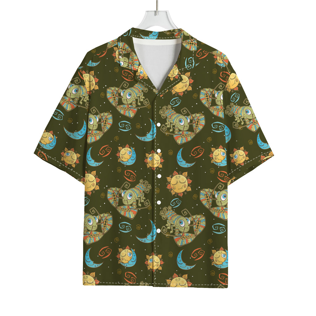 Cute Cartoon Cancer Pattern Print Rayon Hawaiian Shirt