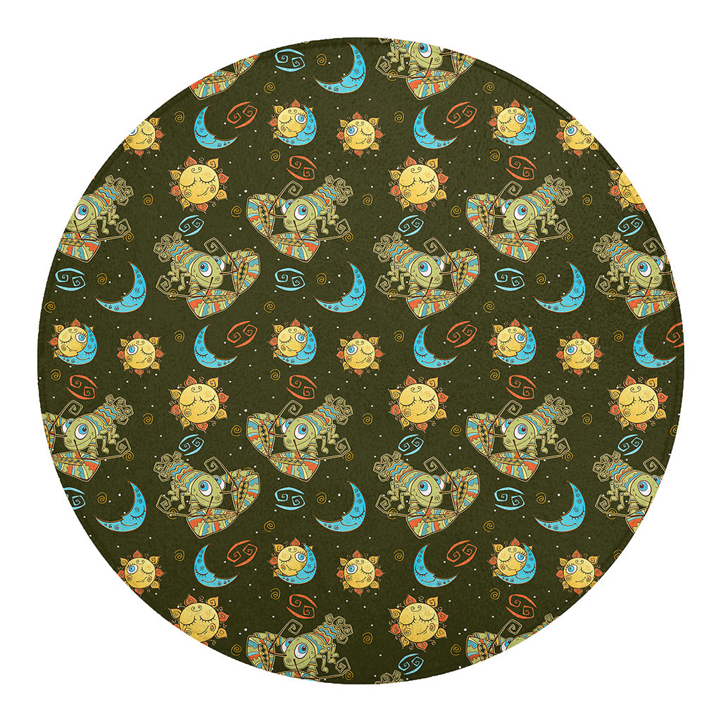 Cute Cartoon Cancer Pattern Print Round Blanket