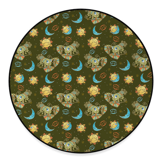 Cute Cartoon Cancer Pattern Print Round Floor Mat