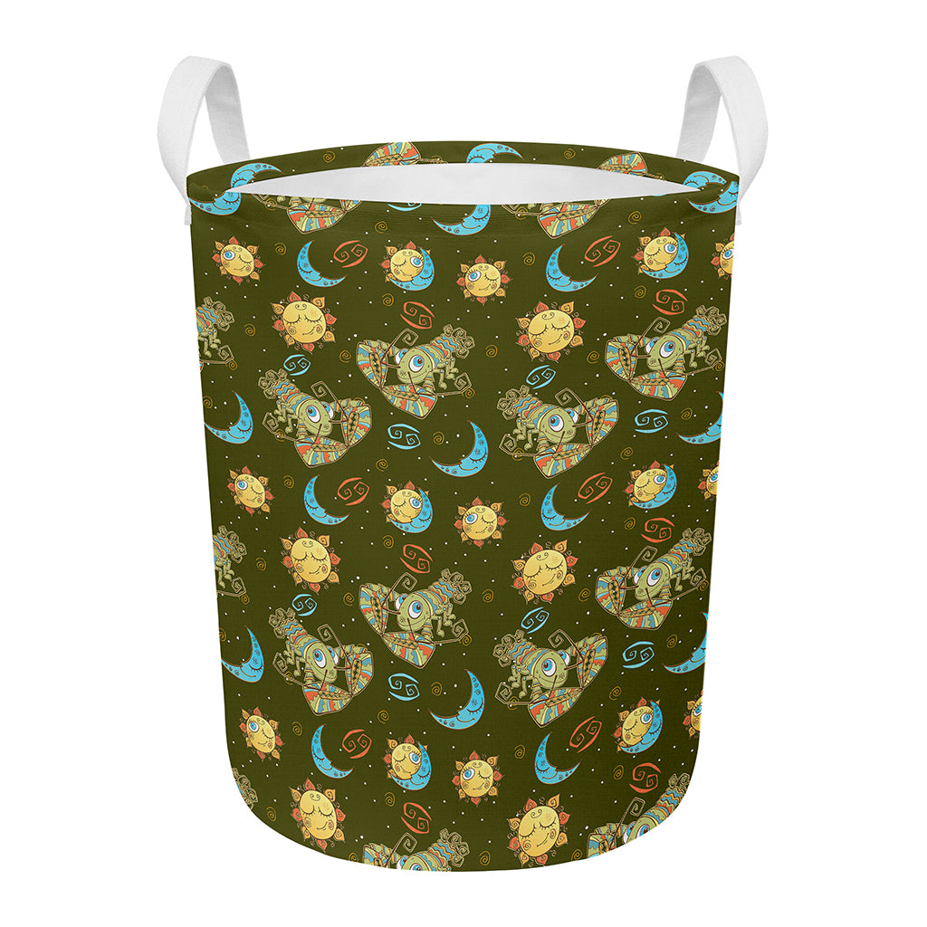Cute Cartoon Cancer Pattern Print Round Laundry Basket