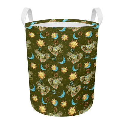 Cute Cartoon Cancer Pattern Print Round Laundry Basket