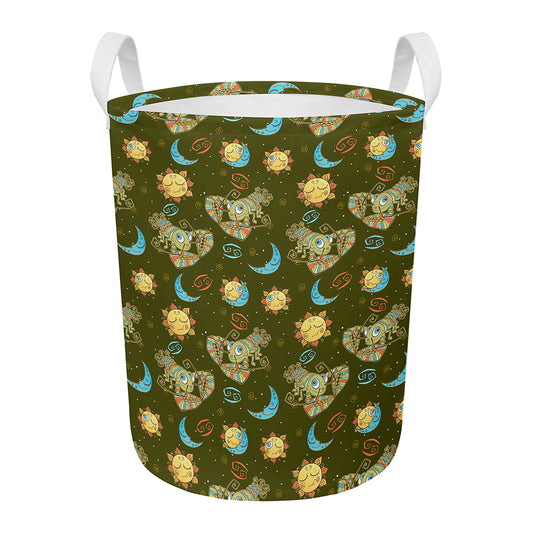 Cute Cartoon Cancer Pattern Print Round Laundry Basket