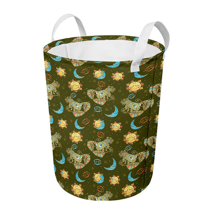 Cute Cartoon Cancer Pattern Print Round Laundry Basket