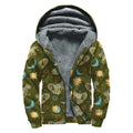 Cute Cartoon Cancer Pattern Print Sherpa Lined Zip Up Hoodie