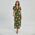 Cute Cartoon Cancer Pattern Print Short Sleeve Maxi Dress