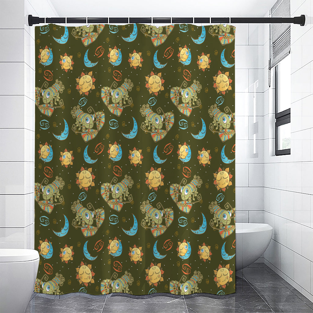 Cute Cartoon Cancer Pattern Print Shower Curtain