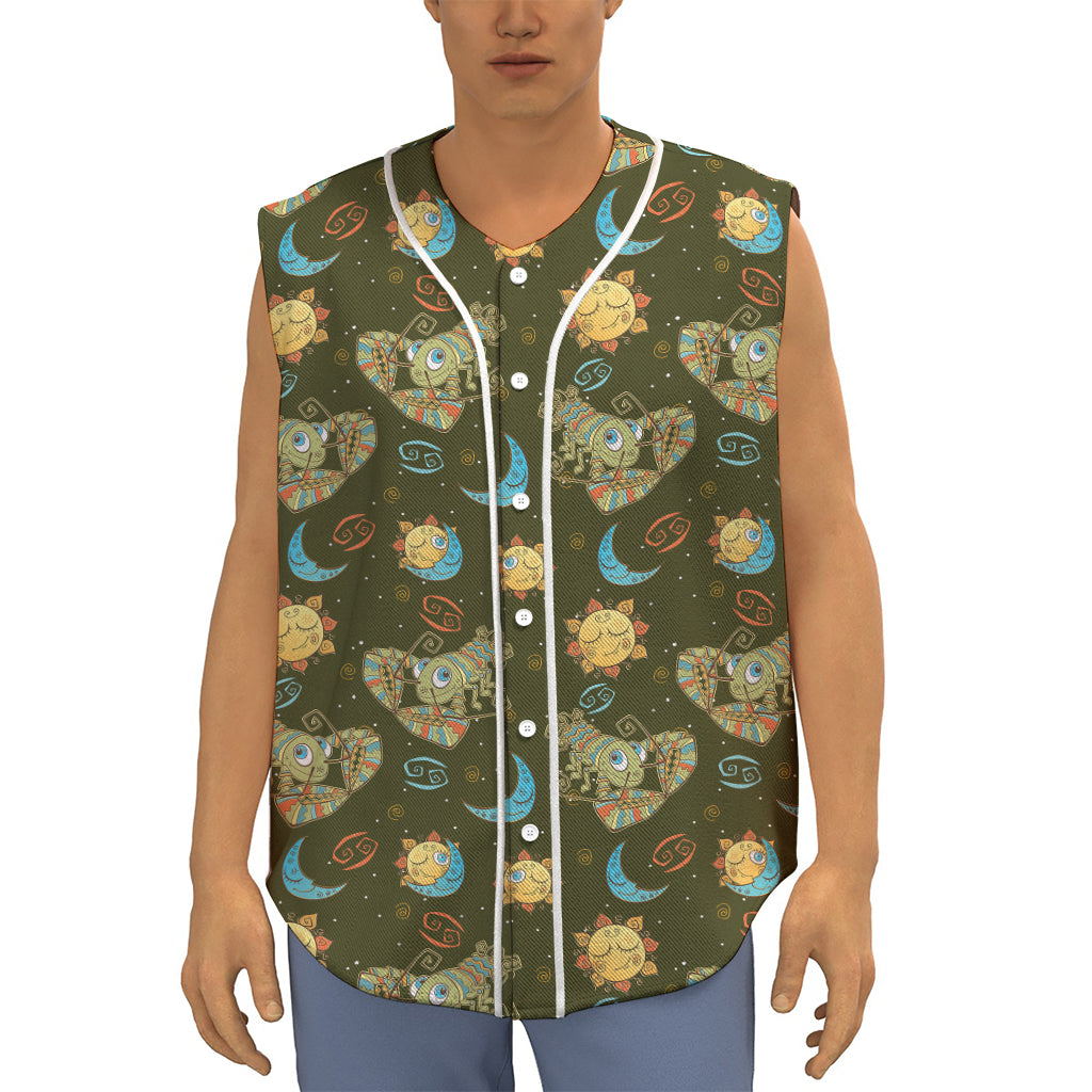 Cute Cartoon Cancer Pattern Print Sleeveless Baseball Jersey
