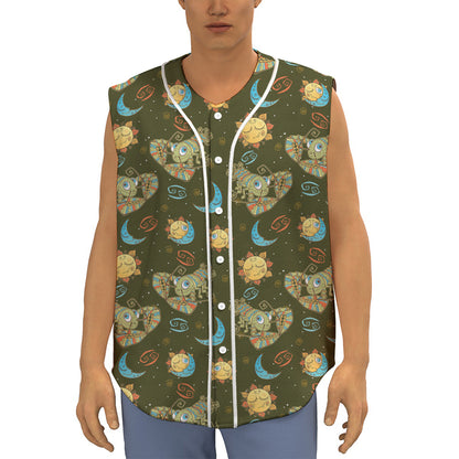 Cute Cartoon Cancer Pattern Print Sleeveless Baseball Jersey