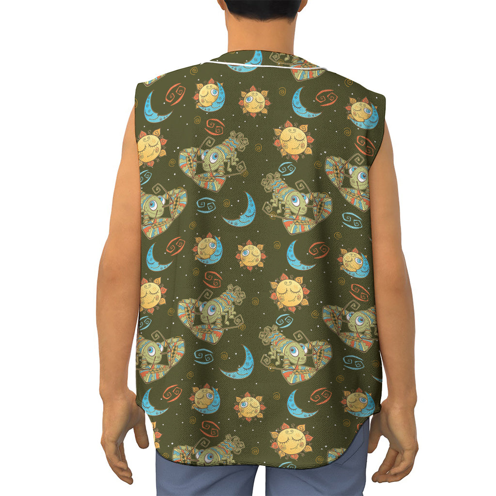 Cute Cartoon Cancer Pattern Print Sleeveless Baseball Jersey