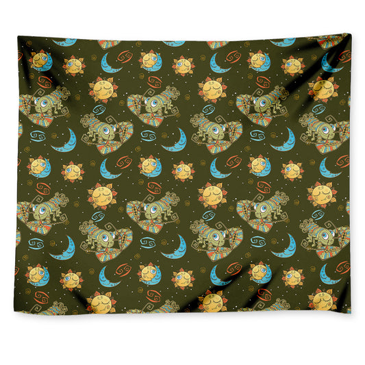 Cute Cartoon Cancer Pattern Print Tapestry