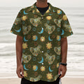 Cute Cartoon Cancer Pattern Print Textured Short Sleeve Shirt