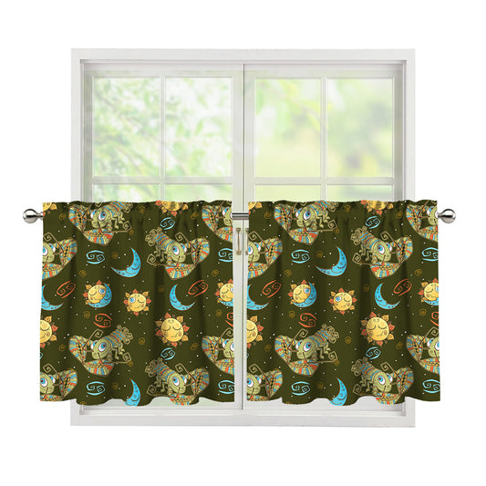 Cute Cartoon Cancer Pattern Print Tier Curtains