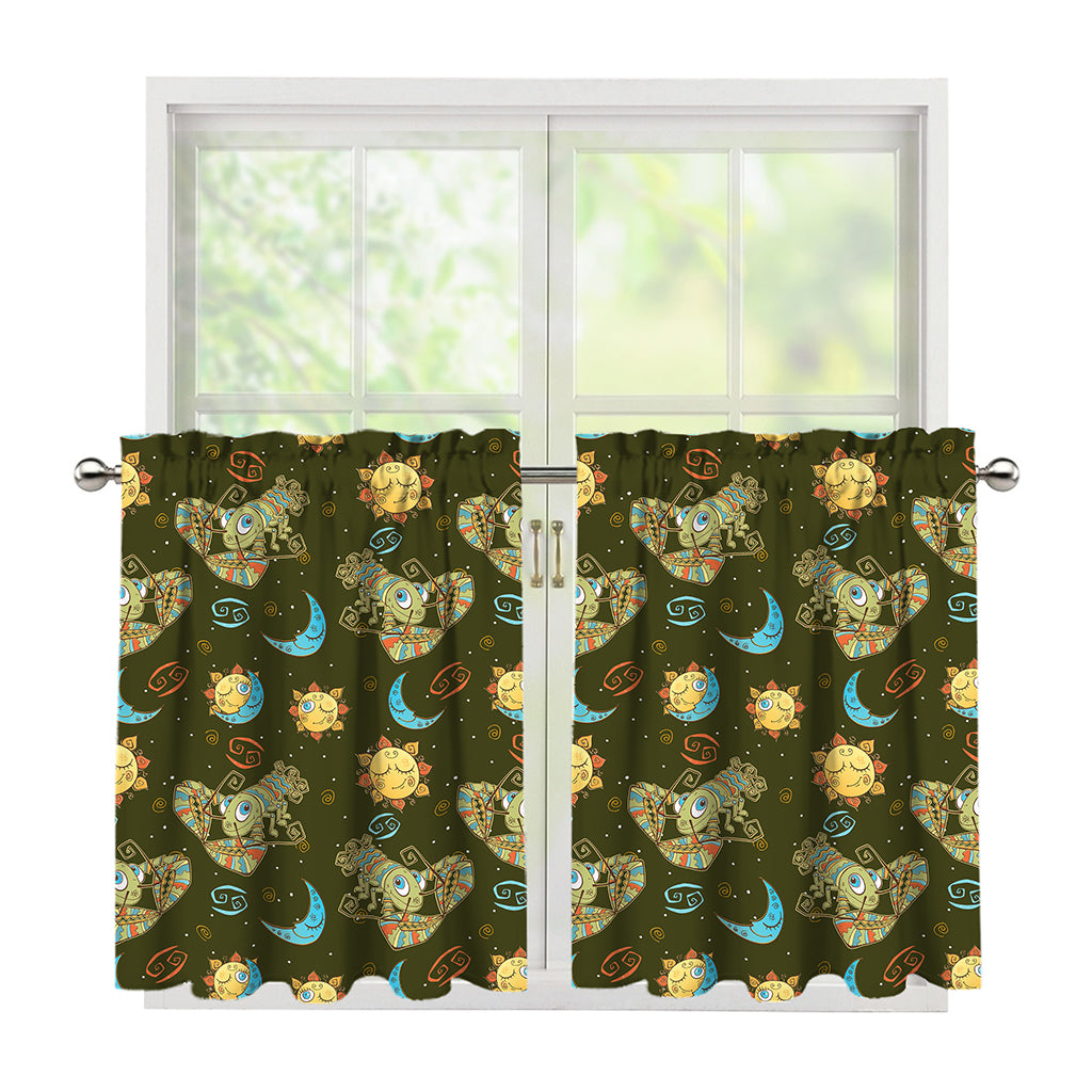 Cute Cartoon Cancer Pattern Print Tier Curtains