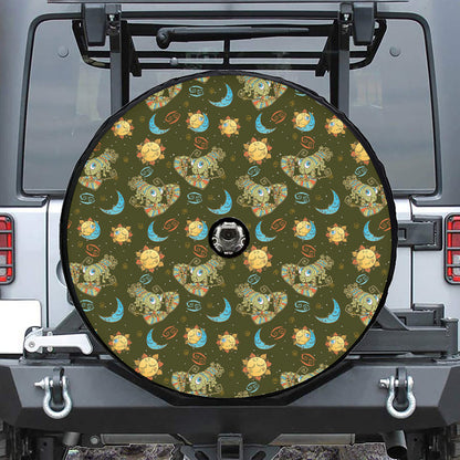 Cute Cartoon Cancer Pattern Print Tire Cover With Camera Hole