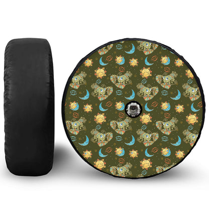 Cute Cartoon Cancer Pattern Print Tire Cover With Camera Hole