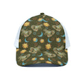 Cute Cartoon Cancer Pattern Print White Mesh Trucker Hat