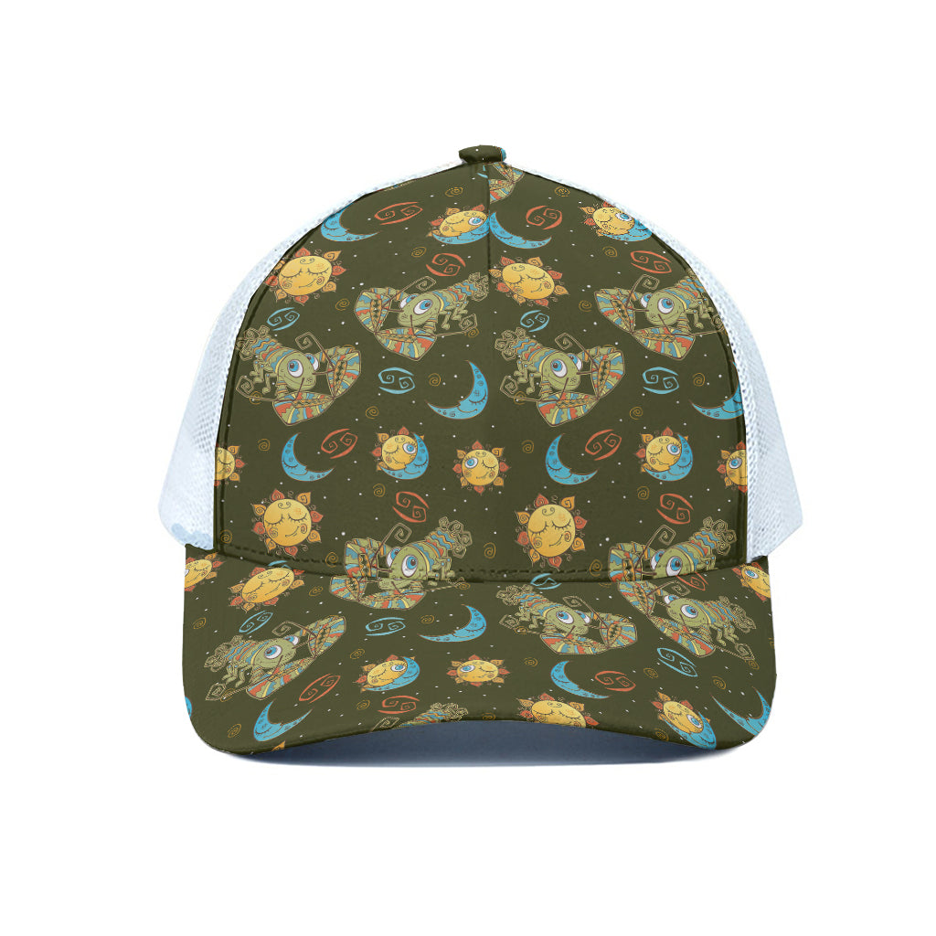 Cute Cartoon Cancer Pattern Print White Mesh Trucker Cap