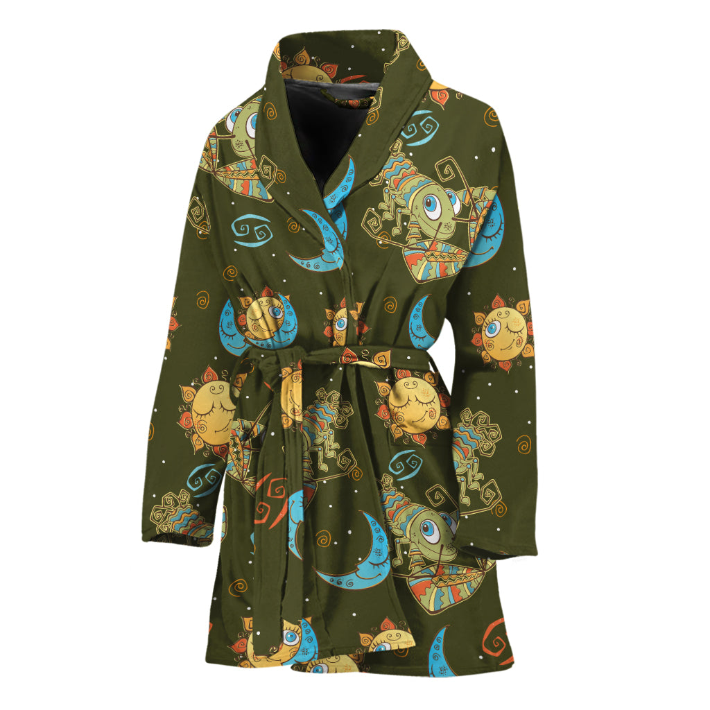 Cute Cartoon Cancer Pattern Print Women's Bathrobe
