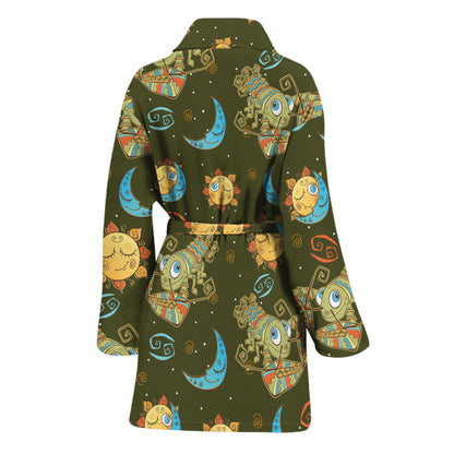 Cute Cartoon Cancer Pattern Print Women's Bathrobe