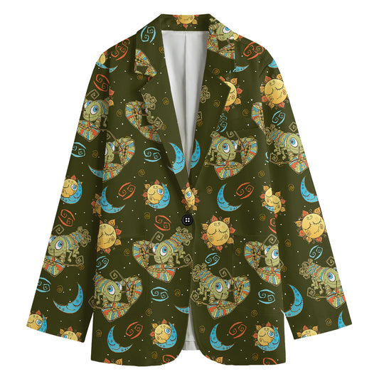 Cute Cartoon Cancer Pattern Print Women's Blazer