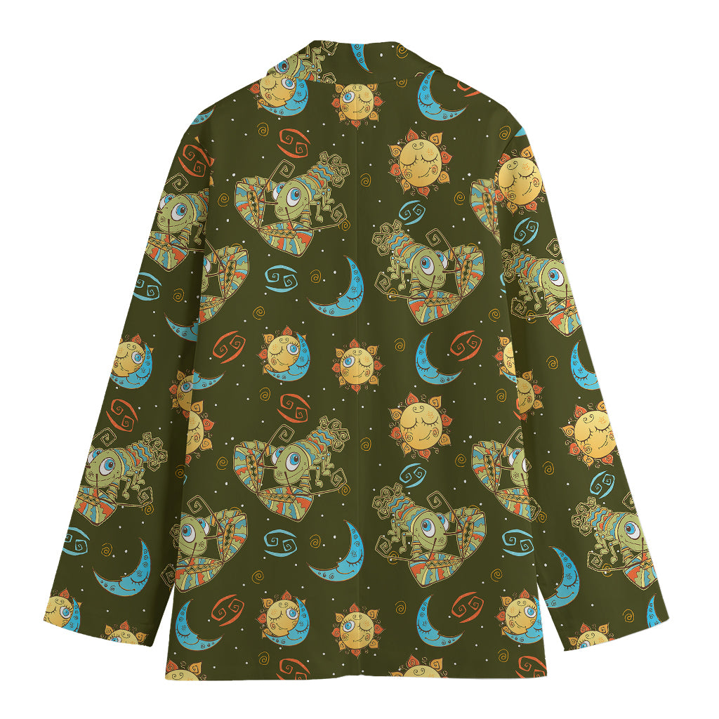 Cute Cartoon Cancer Pattern Print Women's Cotton Blazer